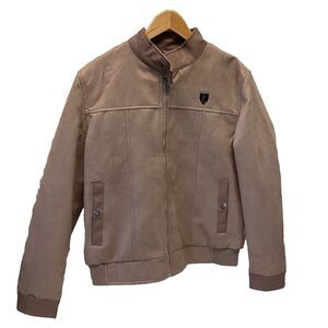 F Collections Italian Suede Leather Jacket Beige Brown Size Small M6976